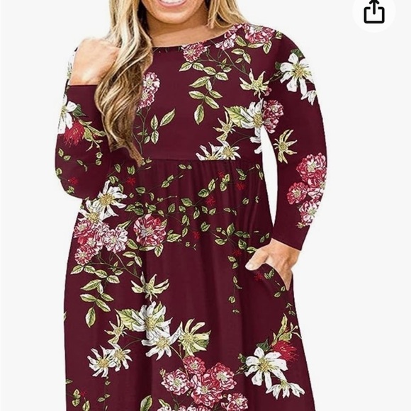 Plus Size Maxi Dress Long Sleeve Empire Waist Size 3X / 24 Floral - Picture 7 of 7